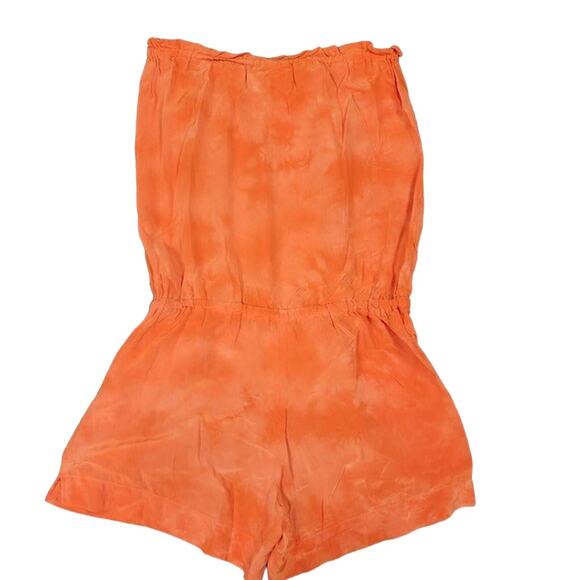 young fabulous and broke womens s Silk Orange Romper tiedye boho festival comfy - Picture 2 of 7